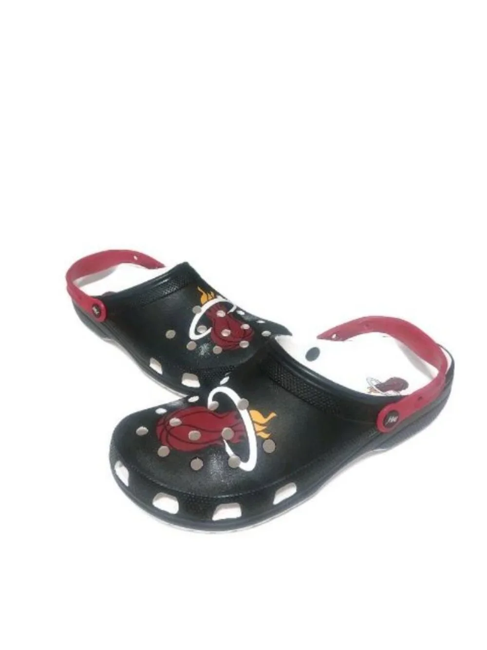 NBA Miami Heat Crocs Classic Clogs Mens Size 13 Black Red White Croslite Sandals